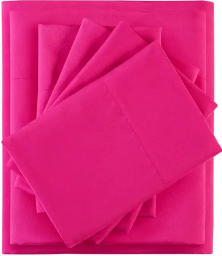 Olliix by Intelligent Design Pink Twin Microfiber Sheet Set with Side Storage Pockets