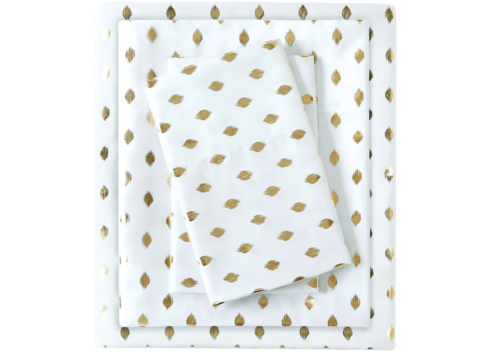 Olliix by Intelligent Design White/Gold Twin Metallic Dot Printed Sheet Set