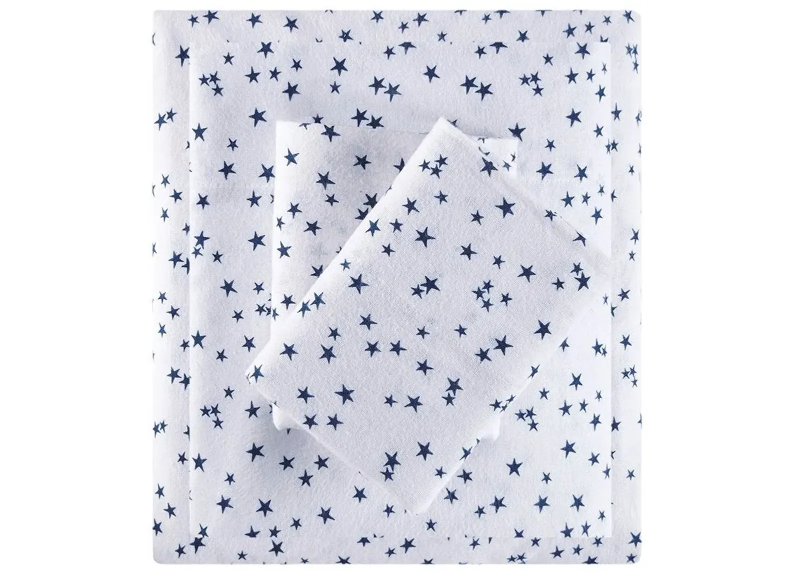 Olliix by Intelligent Design Blue Stars Twin Cozy Soft Cotton Novelty Print Flannel Sheet Set