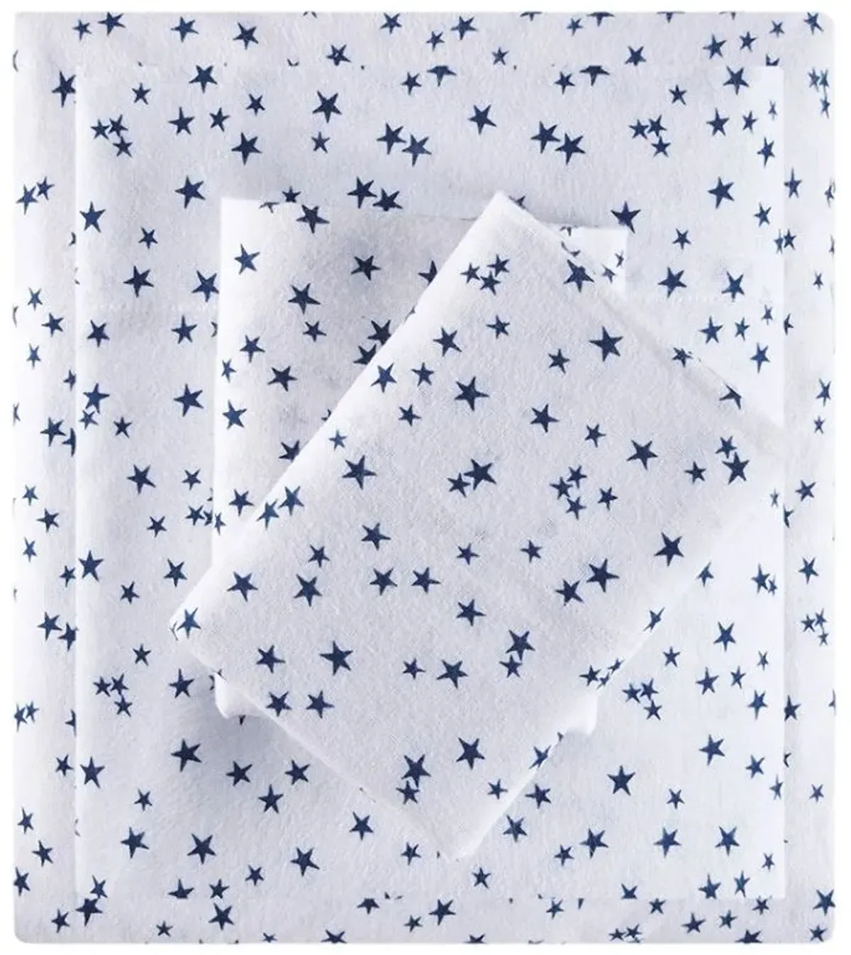 Olliix by Intelligent Design Cozy Soft Blue Stars Twin XL Cotton Novelty Print Flannel Sheet Set