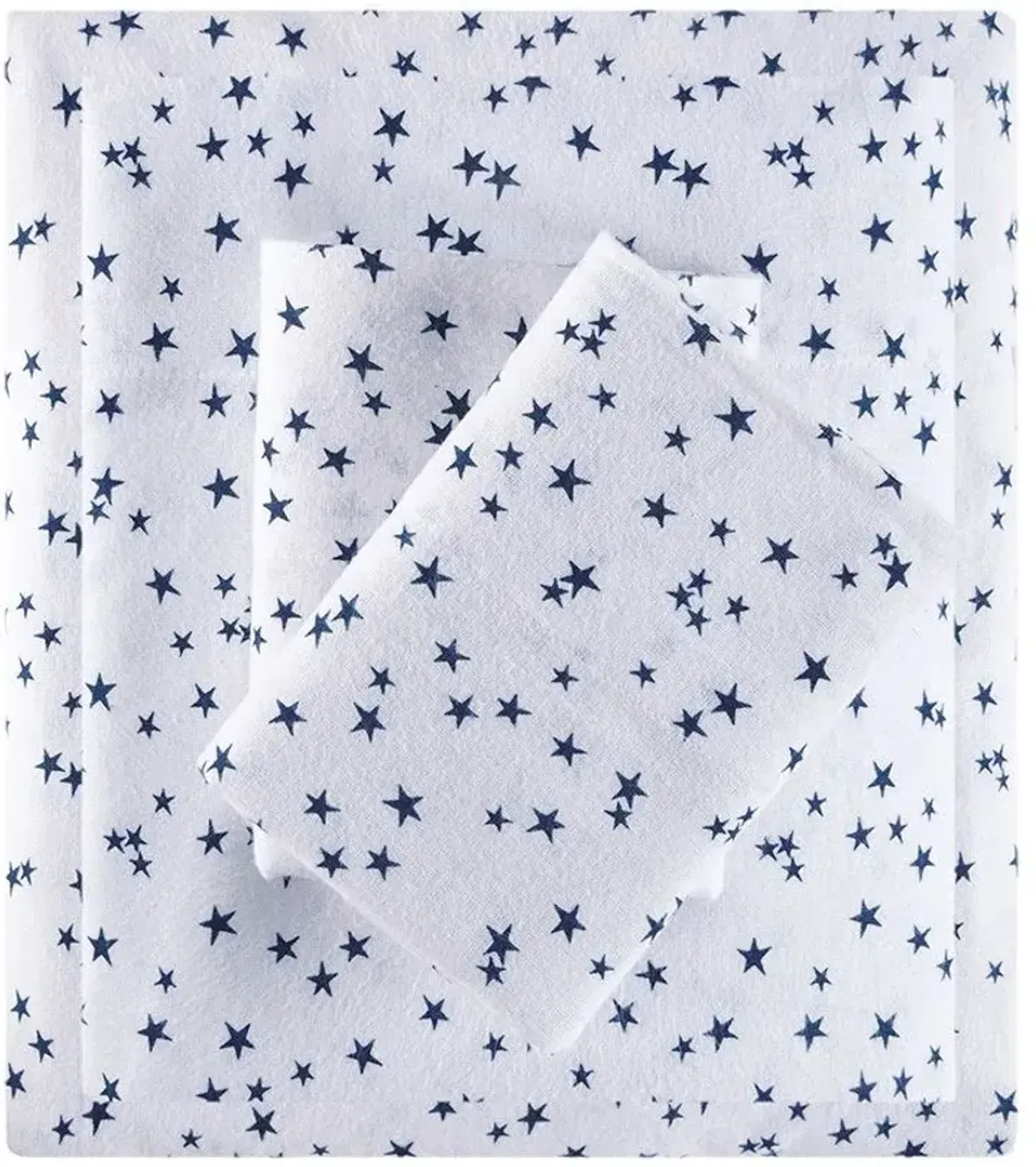 Olliix by Intelligent Design Blue Stars Full Cozy Soft Cotton Novelty Print Flannel Sheet Set