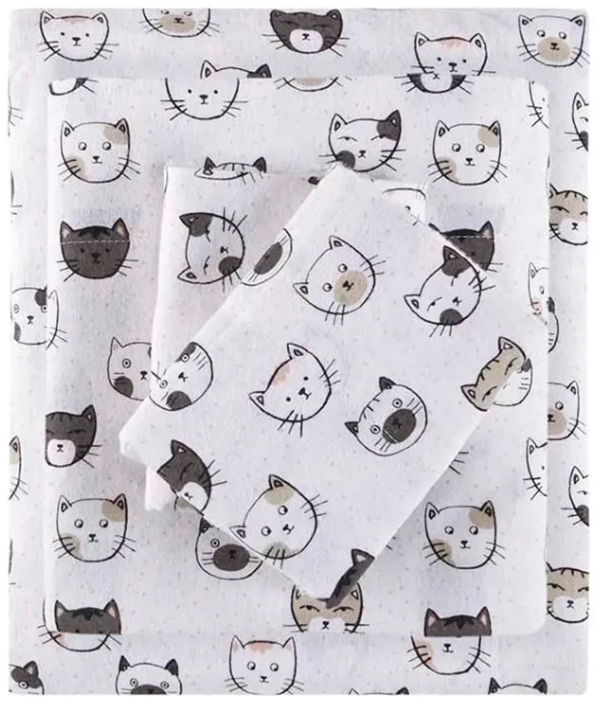 Olliix by Intelligent Design Cozy Soft Grey/Pink Cats Twin XL Cotton Novelty Print Flannel Sheet Set