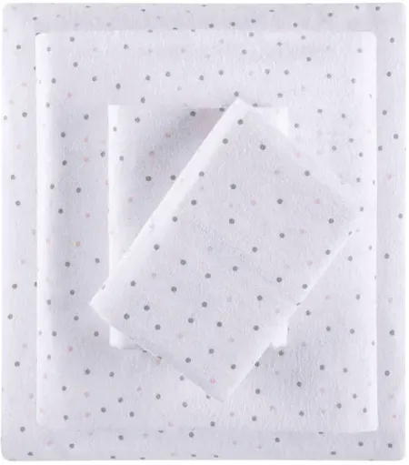 Olliix by Intelligent Design Grey/Pink Twin Dots Cozy Soft Cotton Novelty Print Flannel Sheet Set