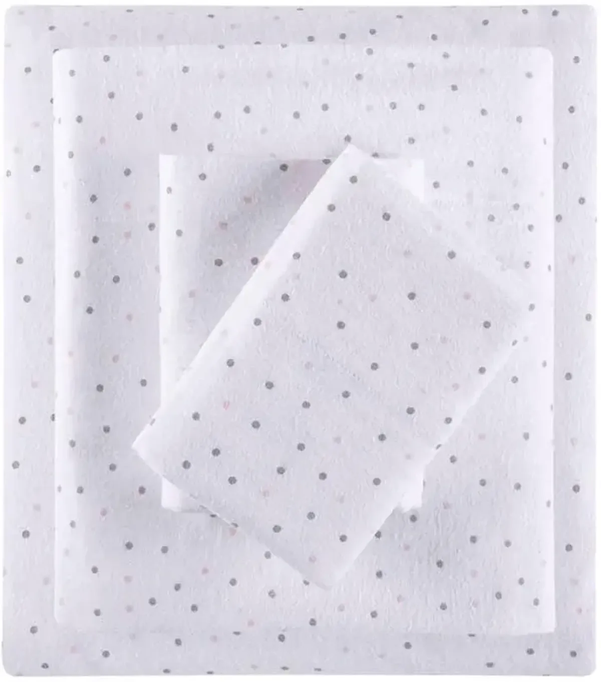 Olliix by Intelligent Design Grey/Pink Dots Queen Cozy Soft Cotton Novelty Print Flannel Sheet Set