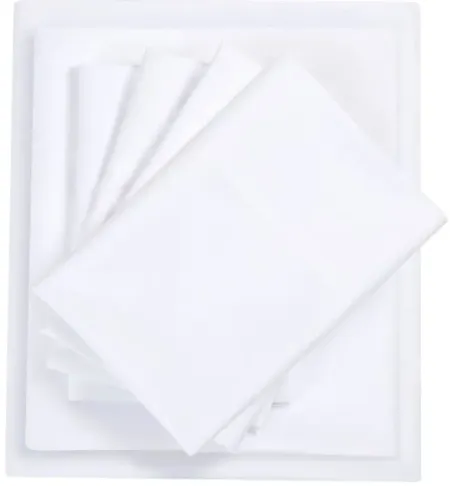Olliix by Intelligent Design Microfiber White Twin Sheet Set with Side Storage Pockets