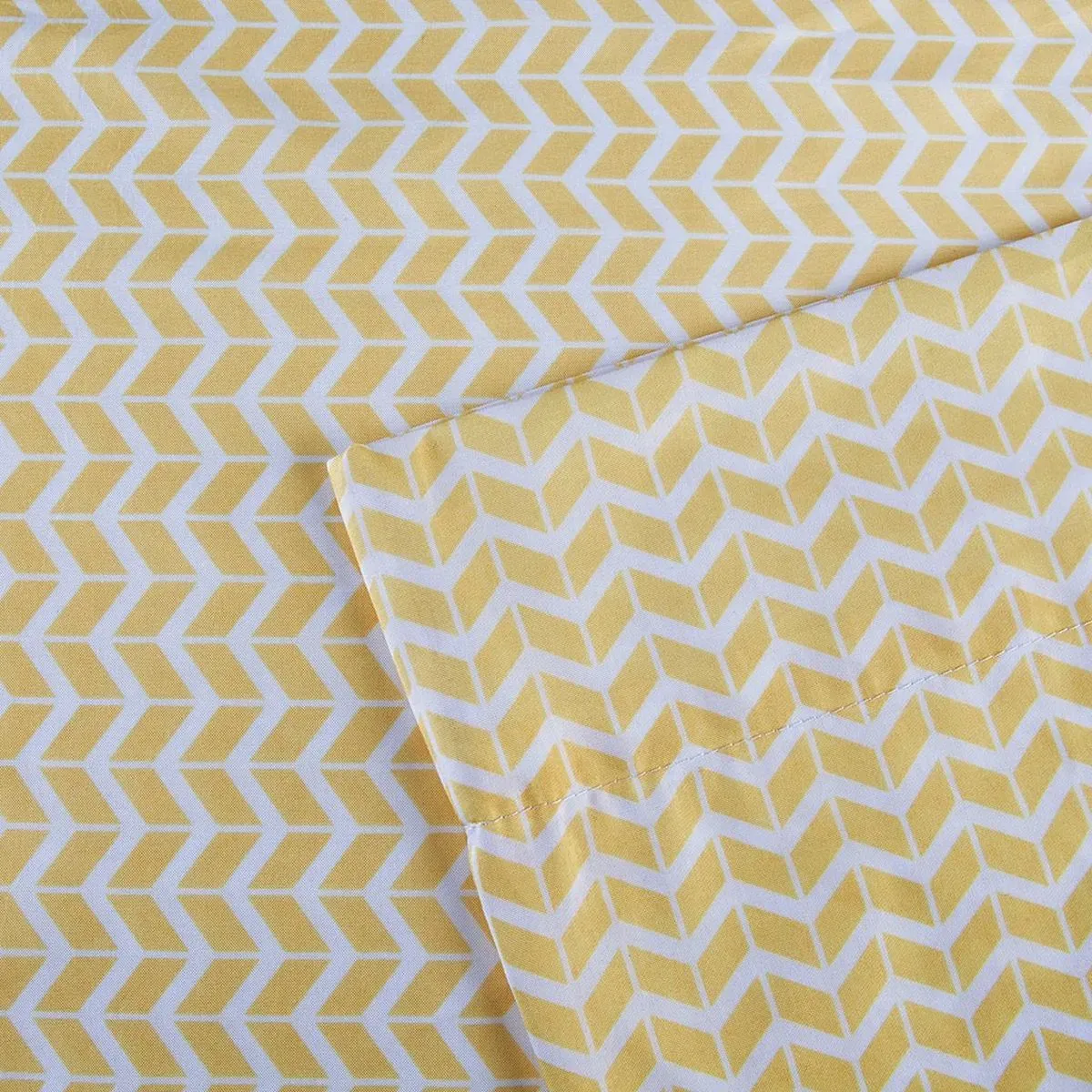 Olliix by Intelligent Design Yellow Twin Chevron Printed Microfiber Sheet Set