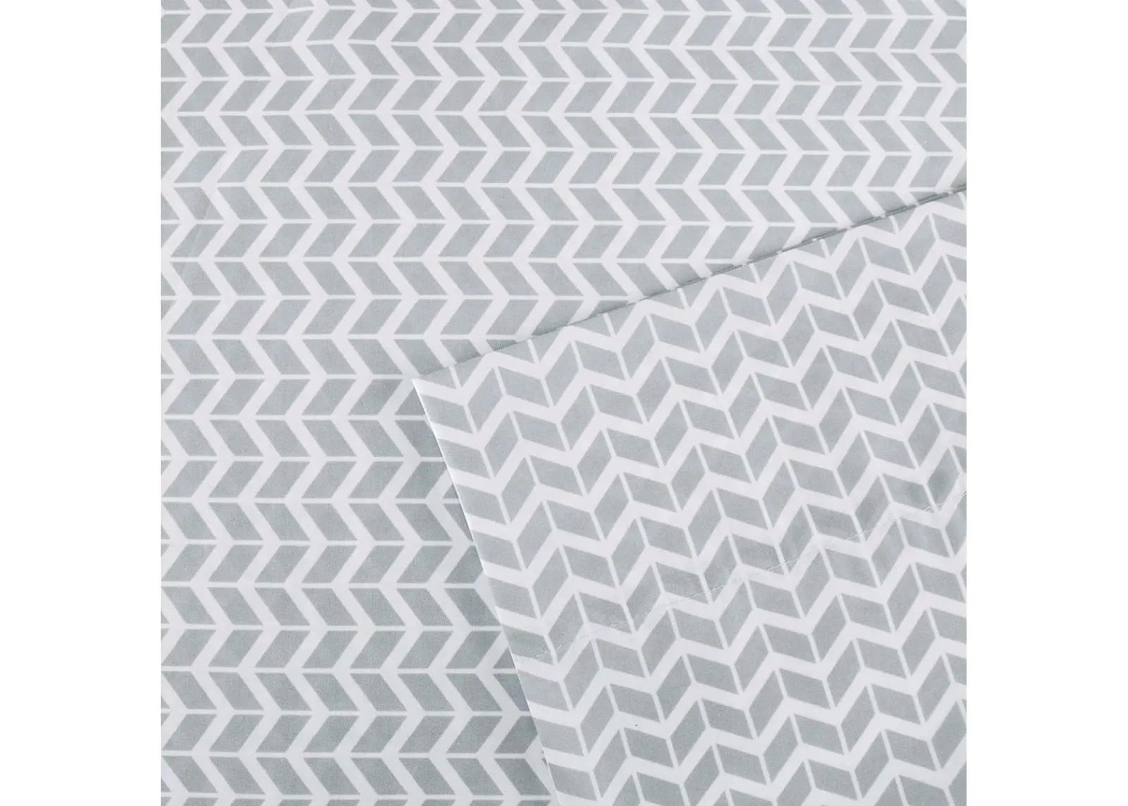 Olliix by Intelligent Design Grey Twin Chevron Printed Microfiber Sheet Set