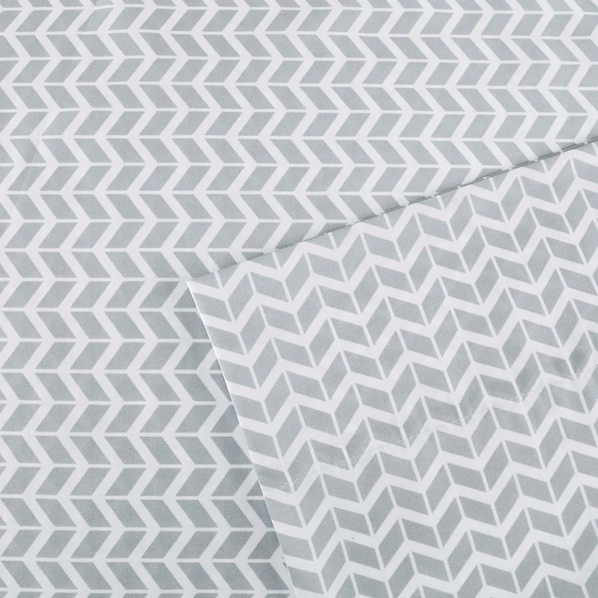 Olliix by Intelligent Design Grey Twin Chevron Printed Microfiber Sheet Set