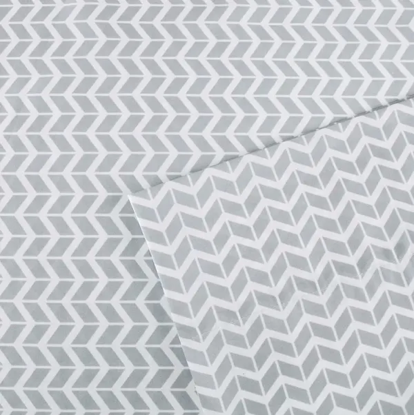 Olliix by Intelligent Design Grey Twin Chevron Printed Microfiber Sheet Set