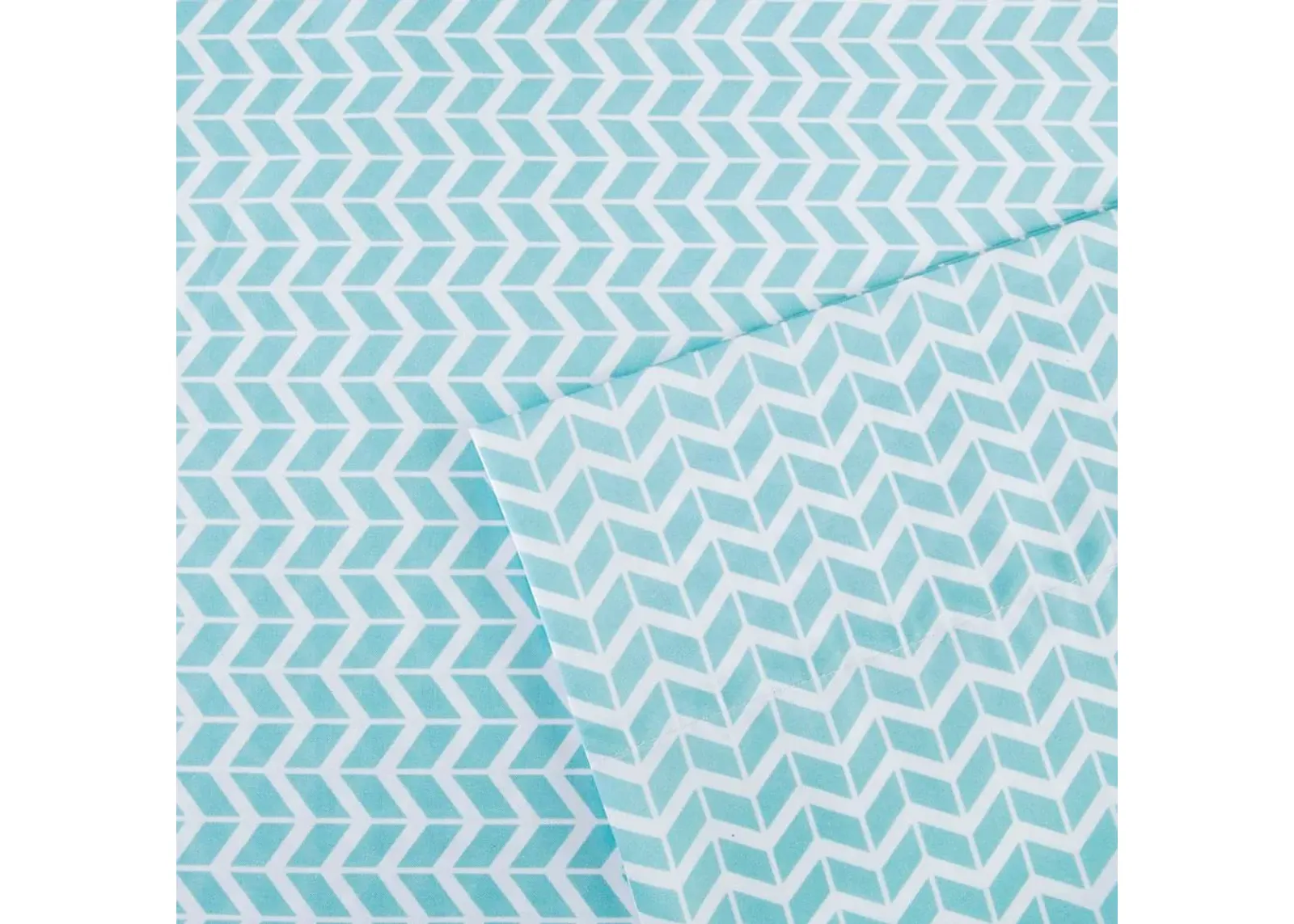 Olliix by Intelligent Design Chevron Aqua Twin Printed Microfiber Sheet Set