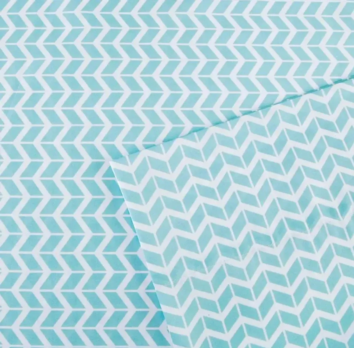 Olliix by Intelligent Design Chevron Aqua Twin Printed Microfiber Sheet Set