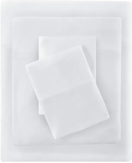 Olliix by Intelligent Design White Twin Cotton Blend Jersey Knit All Season Sheet Set