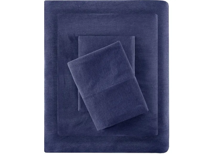 Olliix by Intelligent Design Navy Twin XL Cotton Blend Jersey Knit All Season Sheet Set