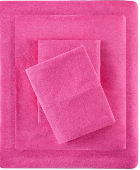 Olliix by Intelligent Design Pink Twin Cotton Blend Jersey Knit All Season Sheet Set