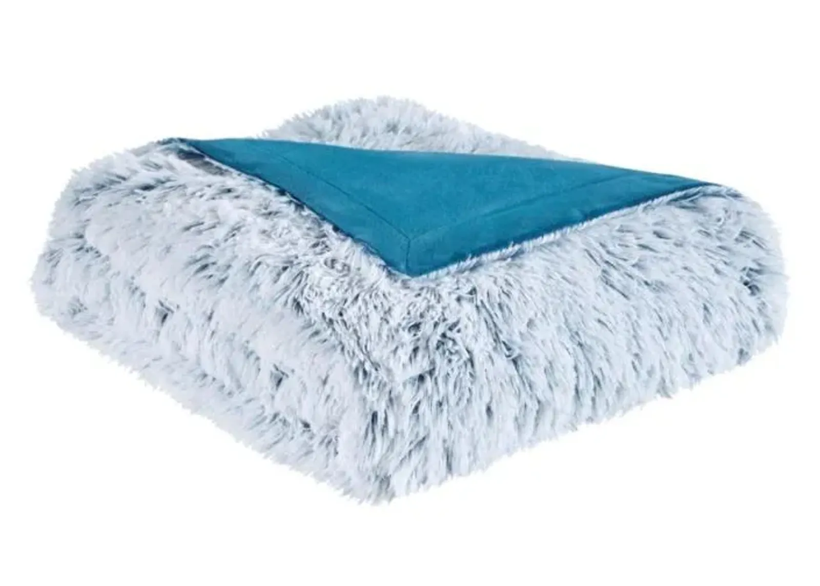 Olliix by Intelligent Design Emma Teal Faux Fur Throw