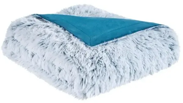 Olliix by Intelligent Design Emma Teal Faux Fur Throw