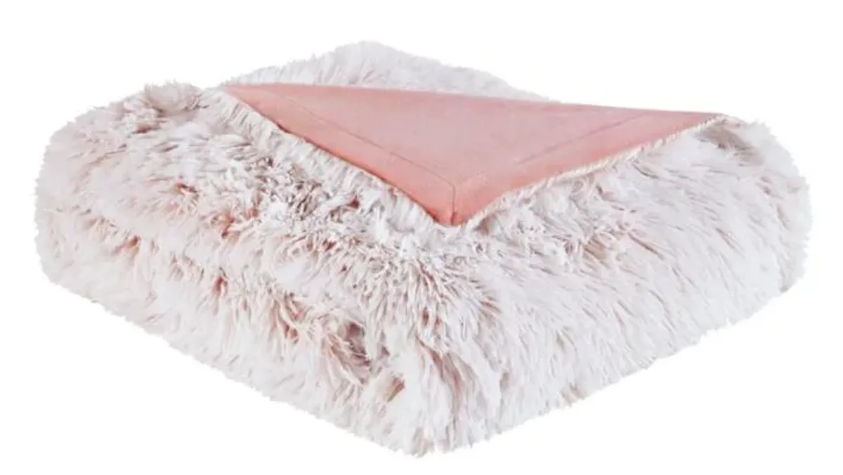 Olliix by Intelligent Design Emma Blush Faux Fur Throw