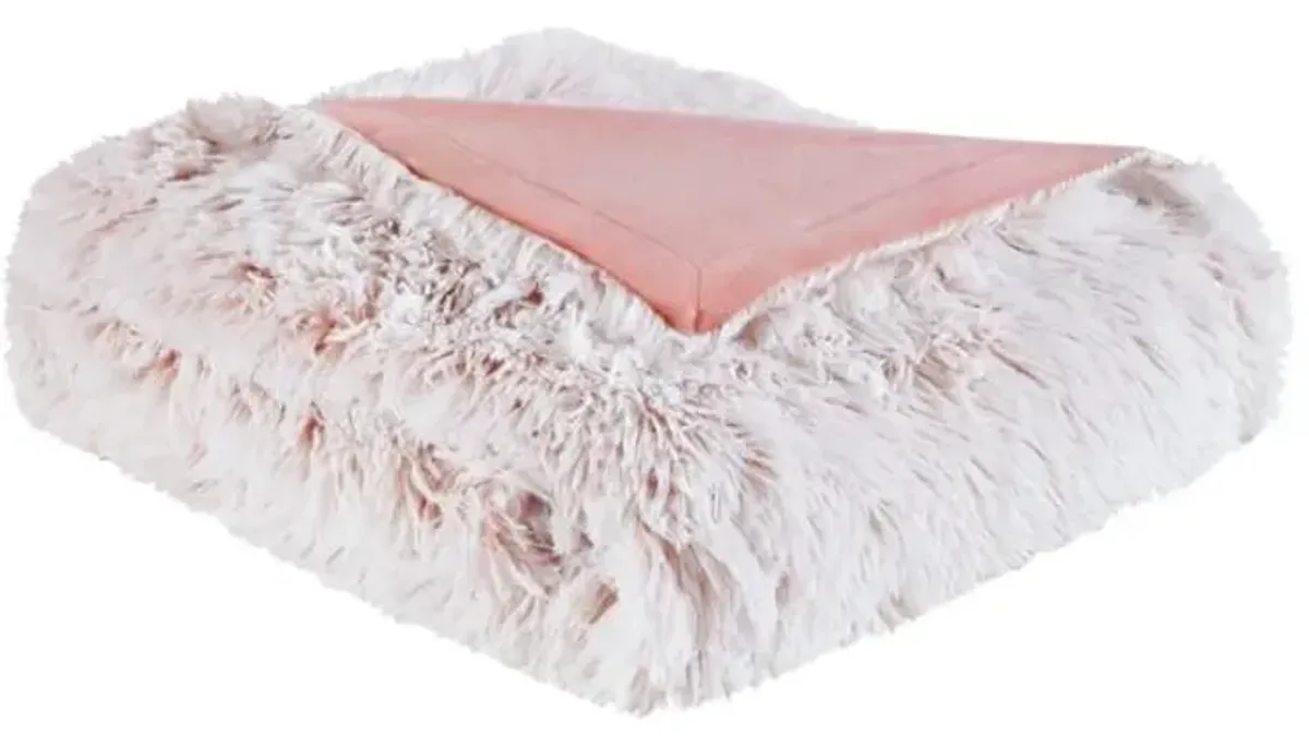 Olliix by Intelligent Design Emma Blush Faux Fur Throw