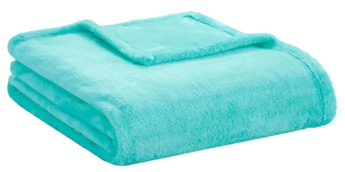 Olliix by Intelligent Design Microlight Plush Aqua Throw