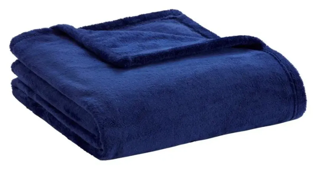 Olliix by Intelligent Design Microlight Plush Navy Throw