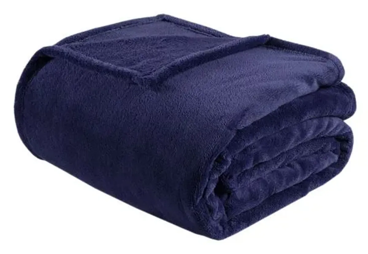 Olliix by Intelligent Design Microlight Plush Navy Twin/Twin XL Oversized Blanket