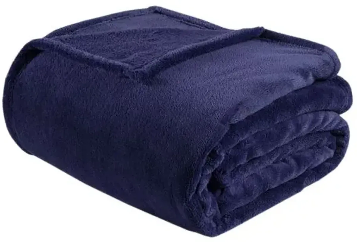 Olliix by Intelligent Design Microlight Plush Navy Twin/Twin XL Oversized Blanket