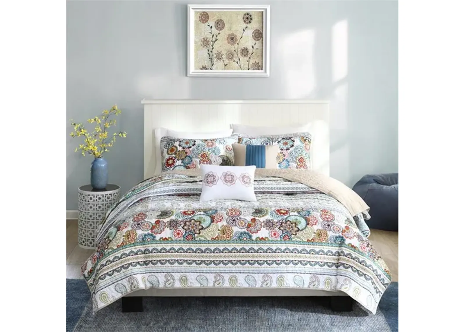 Olliix by Intelligent Design Tamira Multi Full/Queen Reversible Coverlet Set