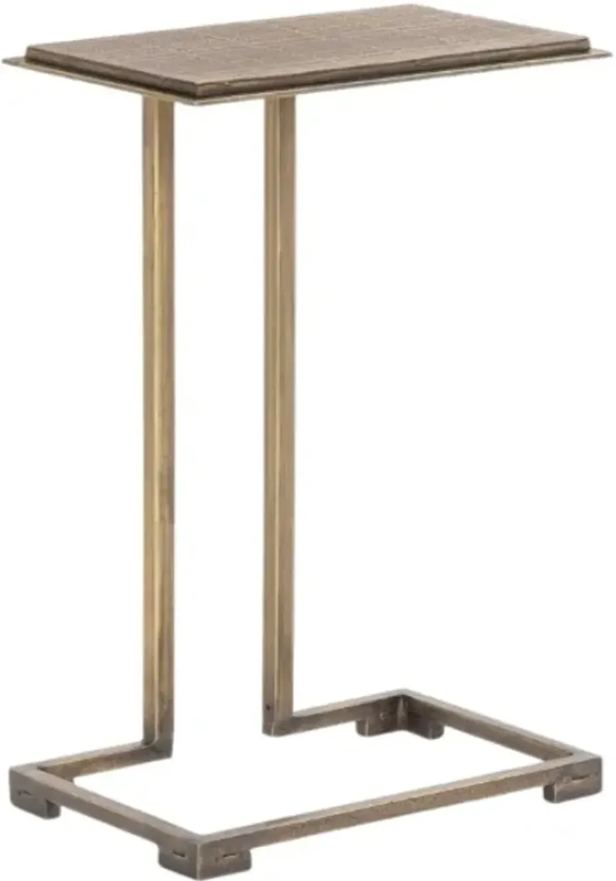 Four Hands Acid Etch C-Table with Aged Brass Base