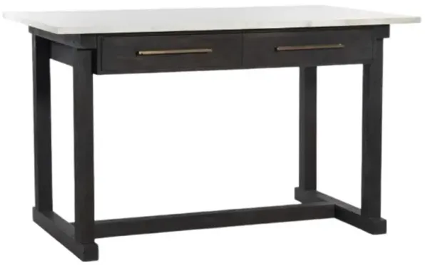 Four Hands Cayson Polished White Bar Table with Dark Anthracite Base