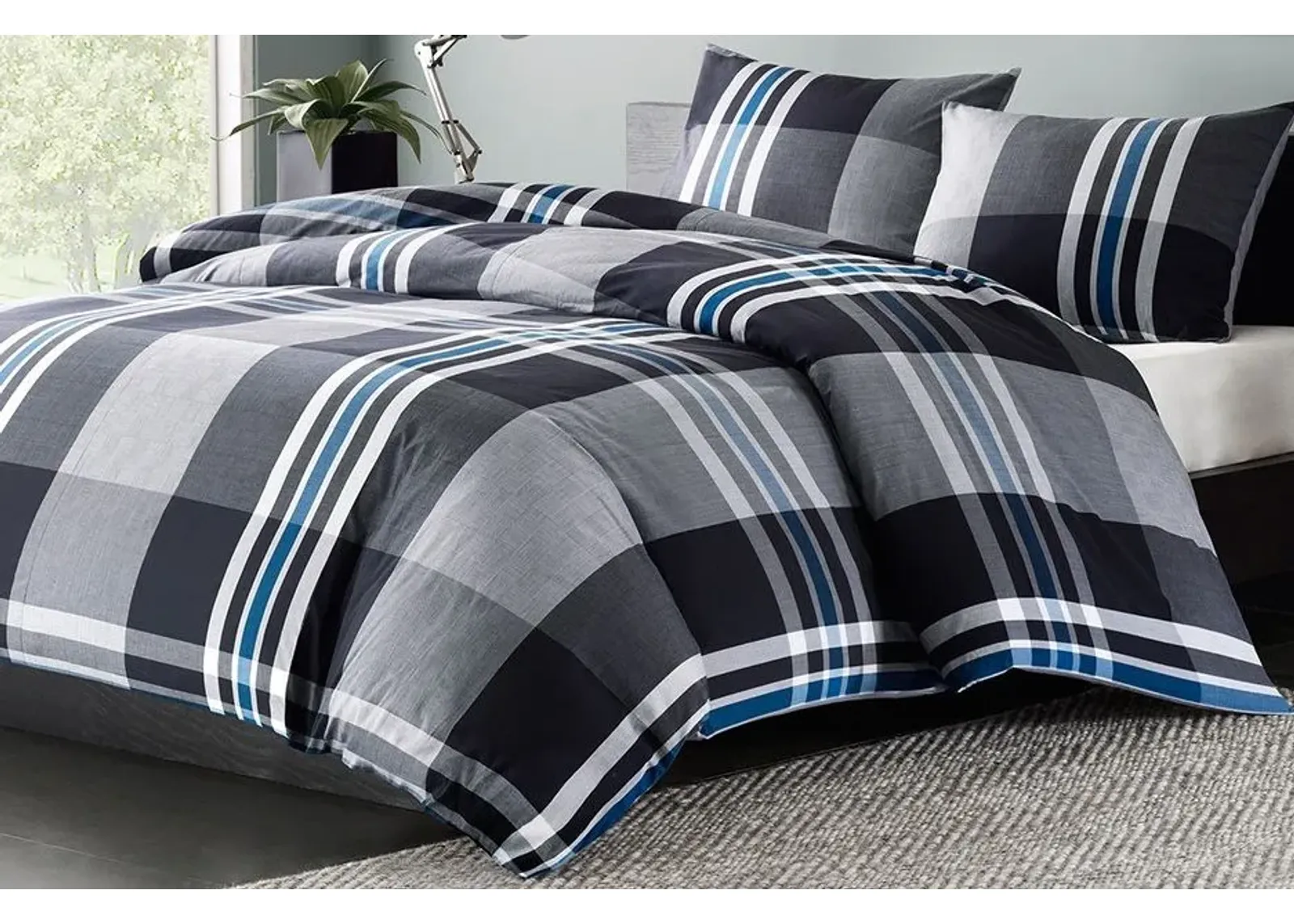 Olliix by INK+IVY Grey Twin Nathan Comforter Mini Set