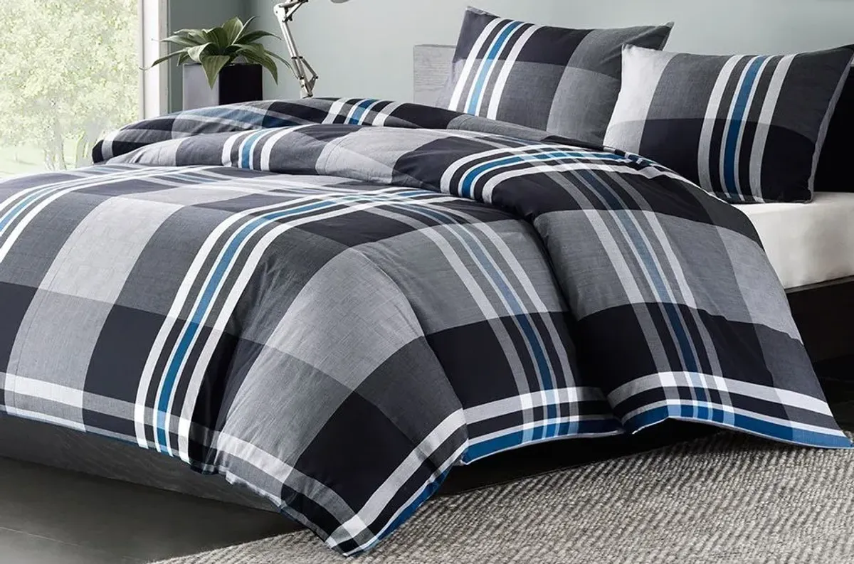 Olliix by INK+IVY Grey Twin Nathan Comforter Mini Set