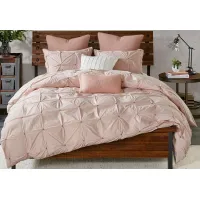 Olliix by INK+IVY 3 Piece Blush King/California King Masie Elastic Embroidered Cotton Comforter Set
