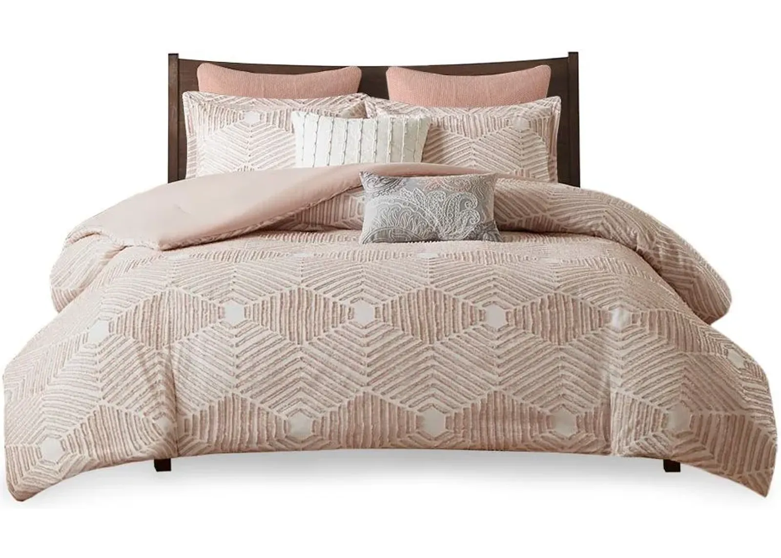 Olliix by INK+IVY Blush Full/Queen Ellipse Cotton Jacquard Comforter Set