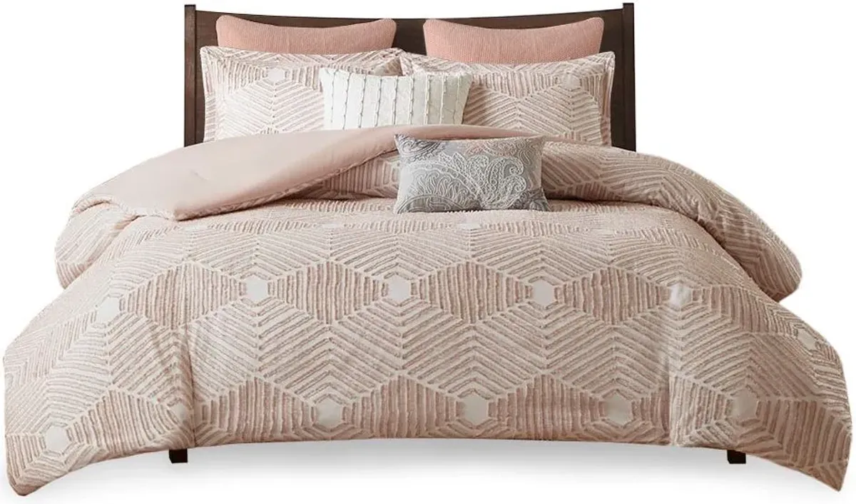 Olliix by INK+IVY Blush Full/Queen Ellipse Cotton Jacquard Comforter Set