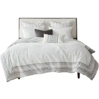 Olliix by INK+IVY Gray Full/Queen Mill Valley Reversible Cotton Comforter Set