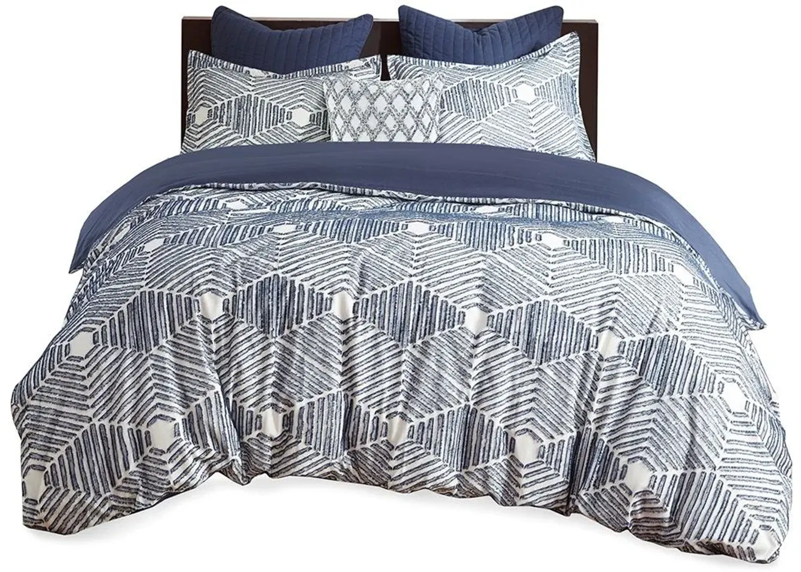 Olliix by INK+IVY Navy Full/Queen Ellipse Cotton Jacquard Comforter Set