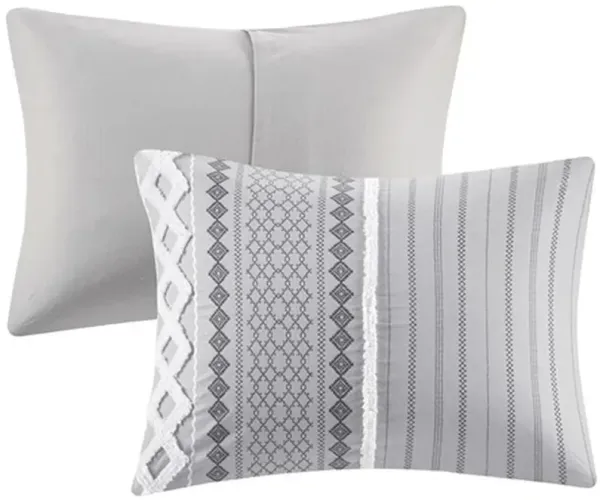 Olliix by INK+IVY Gray King/California King Imani Cotton Comforter Mini Set
