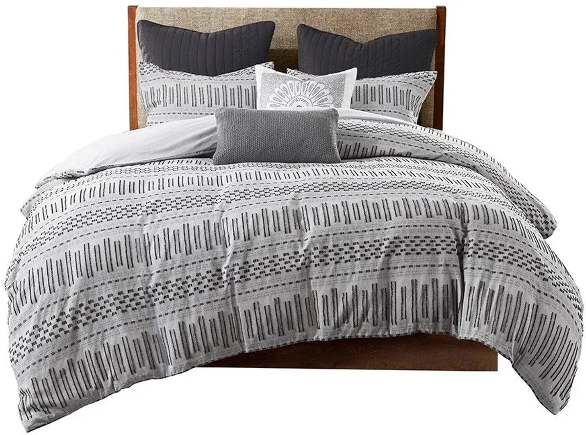 Olliix by INK+IVY Grey Full/Queen Rhea Cotton Jacquard Comforter Mini Set