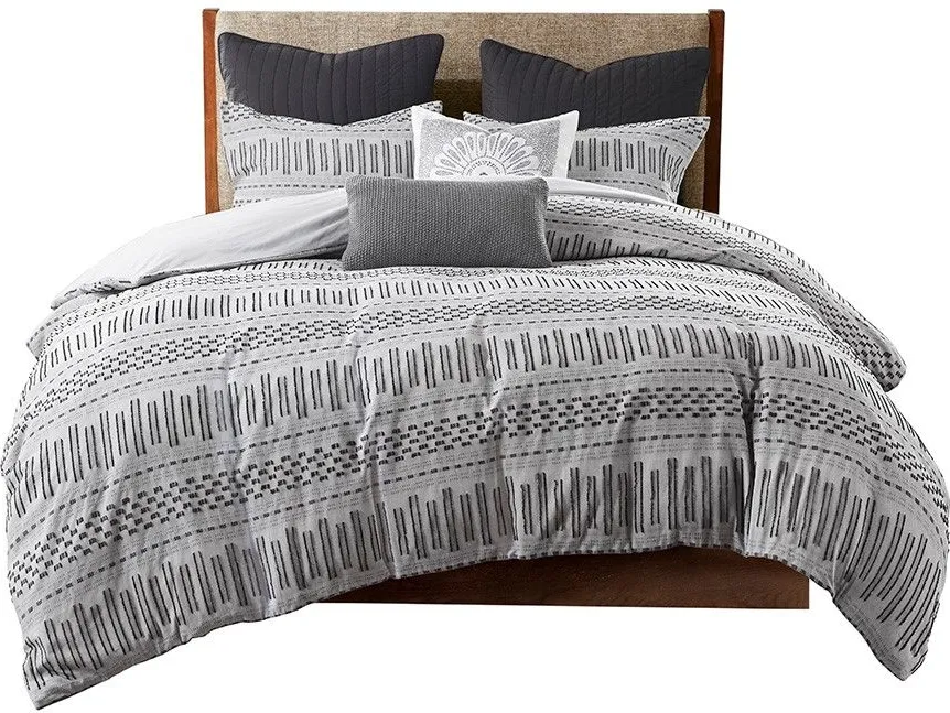 Olliix by INK+IVY Grey Full/Queen Rhea Cotton Jacquard Comforter Mini Set