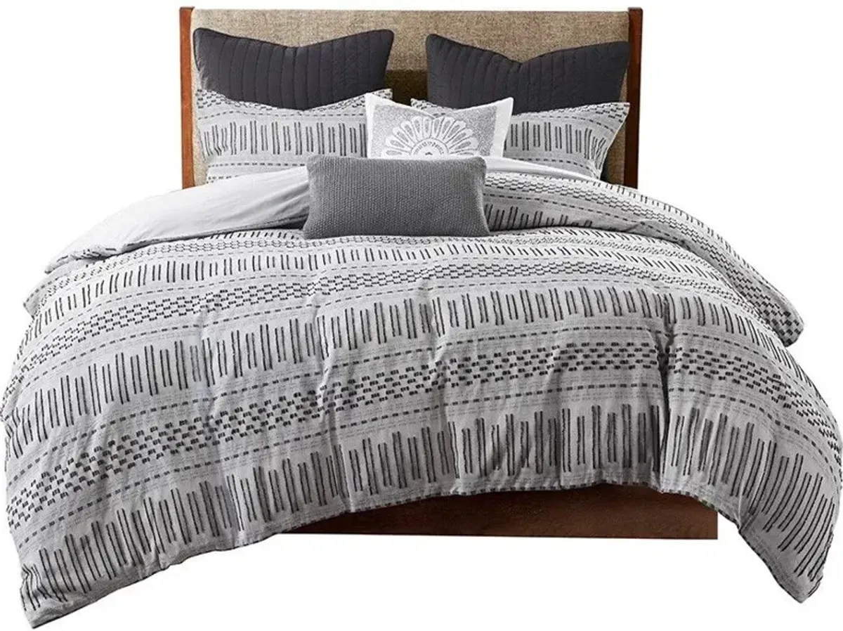 Olliix by INK+IVY Grey Full/Queen Rhea Cotton Jacquard Comforter Mini Set