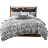 Olliix by INK+IVY Grey King/California Rhea Cotton Jacquard Comforter Mini Set