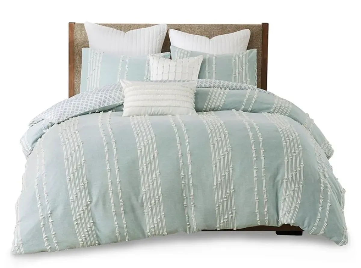 Olliix by INK+IVY Kara Aqua Full/Queen Cotton Jacquard Comforter Set