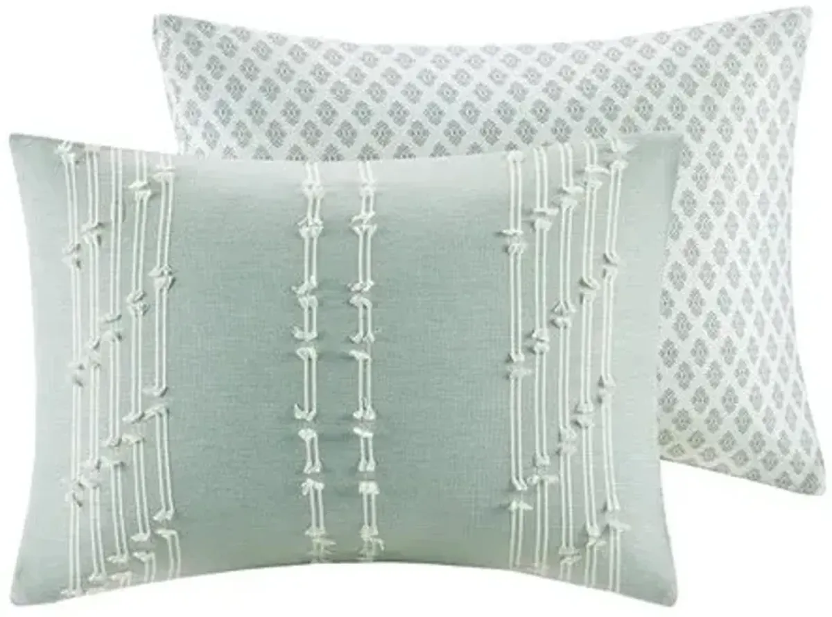 Olliix by INK+IVY Kara Aqua King/California King Cotton Jacquard Comforter Set