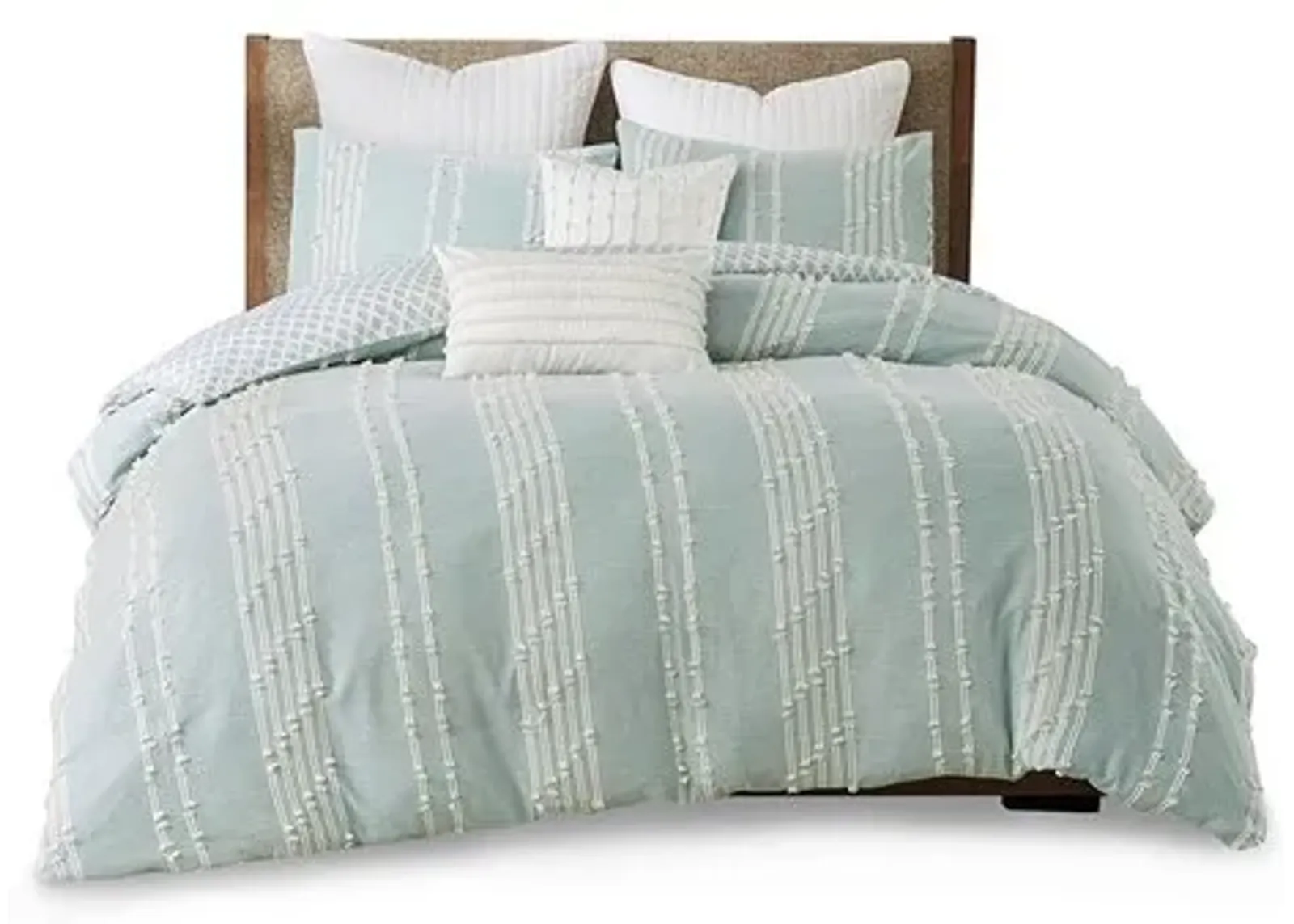 Olliix by INK+IVY Kara Aqua King/California King Cotton Jacquard Comforter Set