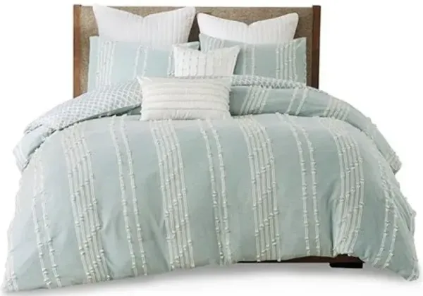 Olliix by INK+IVY Kara Aqua King/California King Cotton Jacquard Comforter Set