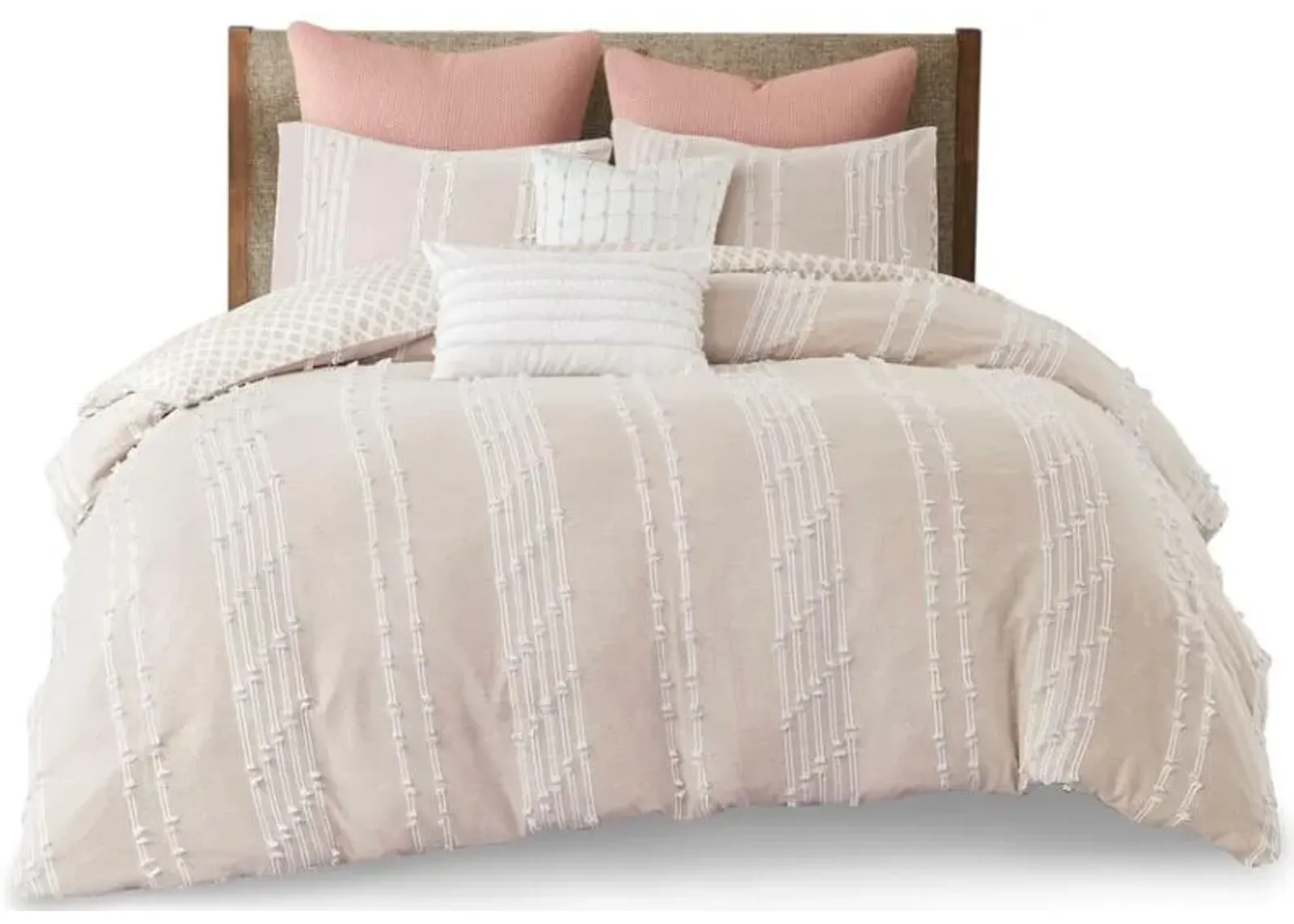 Olliix by INK+IVY Kara Blush Full/Queen Cotton Jacquard Comforter Set