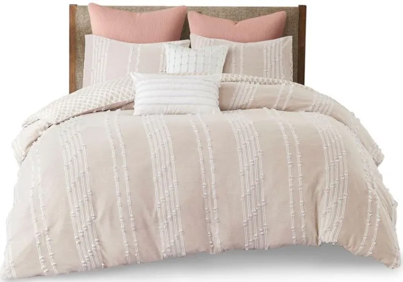 Olliix by INK+IVY Kara Blush King/California King Cotton Jacquard Comforter Set
