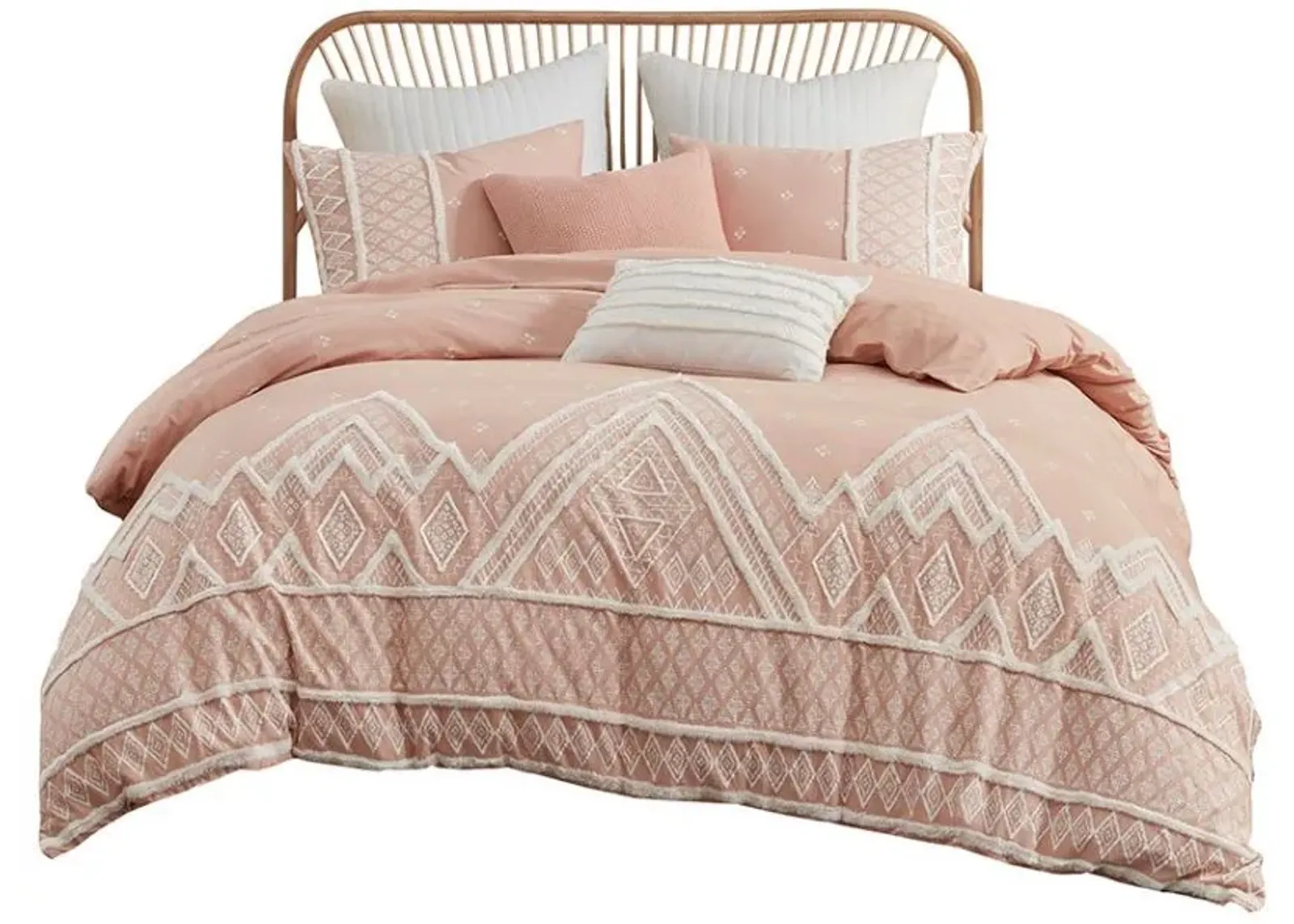 Olliix by INK+IVY Marta 3 Piece Blush King/California King Flax and Cotton Blended Comforter Set