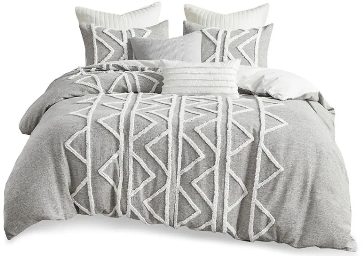 Olliix by INK+IVY Hayes 3 Piece Gray Full/Queen Chenille Cotton Comforter Set