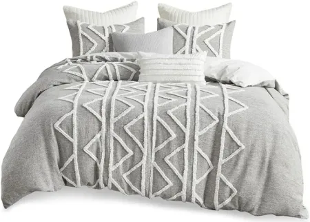 Olliix by INK+IVY Hayes 3 Piece Gray Full/Queen Chenille Cotton Comforter Set